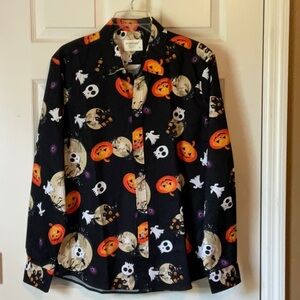 Fohemr Halloween Pumkin Men’s Long Sleeve Casual Button Down Shirt Size Medium